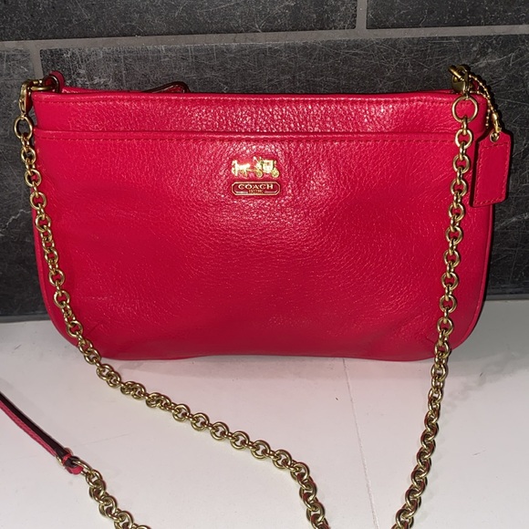 Coach 48515 Madison‎ Leather Zip Crossbody Bag Purse in Punch Pink - Picture 1 of 14